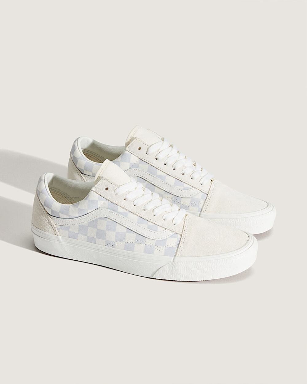 VANS MEN'S 8 OLD SKOOL WHITE CHECKERBOARD MARSHMELLOW NIB LOW TOP SKATEBOARD S